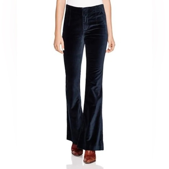 Free People Oxanna Jewel Royal Blue Velvet Flared Pants Size 29 - Picture 14 of 14